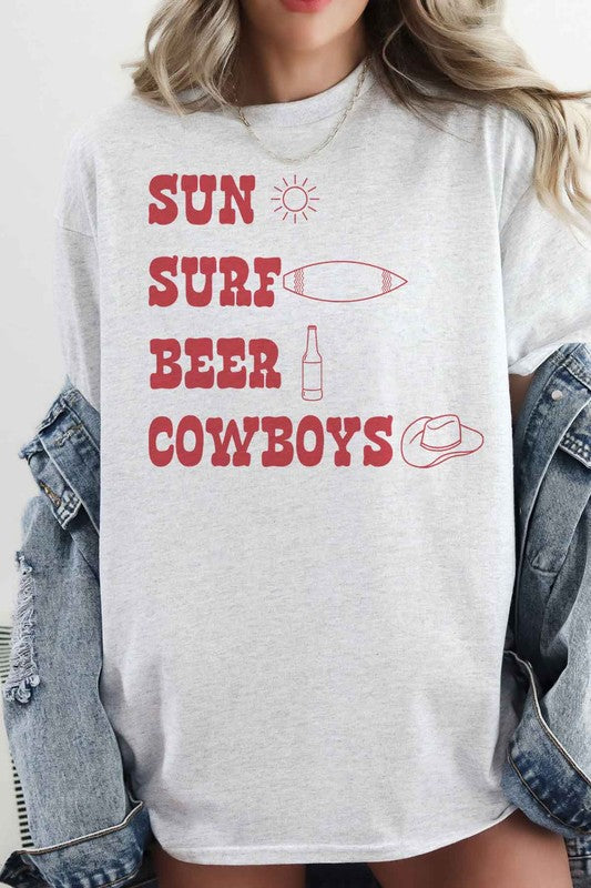 SUN SURF BEER COWBOYS OVERSIZED GRAPHIC TEE