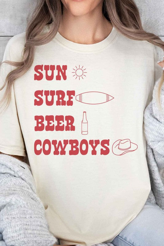 SUN SURF BEER COWBOYS OVERSIZED GRAPHIC TEE