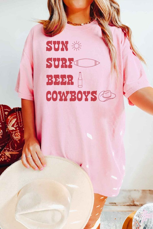 SUN SURF BEER COWBOYS GRAPHIC TEE