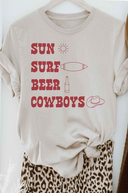 SUN SURF BEER COWBOYS GRAPHIC TEE