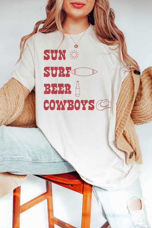 SUN SURF BEER COWBOYS GRAPHIC TEE