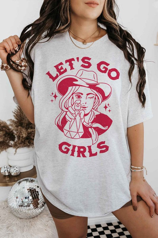 LETS GO GIRLS WESTERN OVERSIZED GRAPHIC TEE