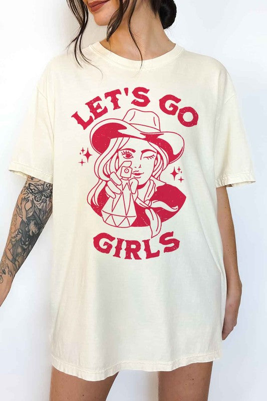 LETS GO GIRLS WESTERN OVERSIZED GRAPHIC TEE