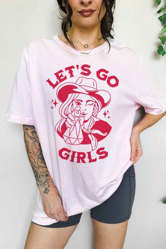 LETS GO GIRLS WESTERN OVERSIZED GRAPHIC TEE