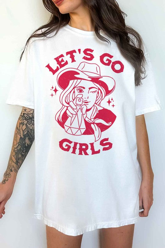 LETS GO GIRLS WESTERN OVERSIZED GRAPHIC TEE