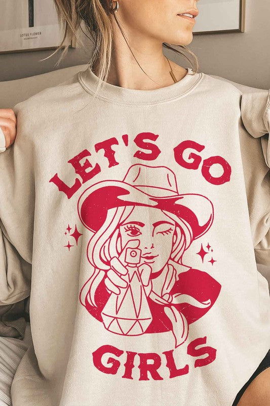 LETS GO GIRLS WESTERN OVERSIZED SWEATSHIRT