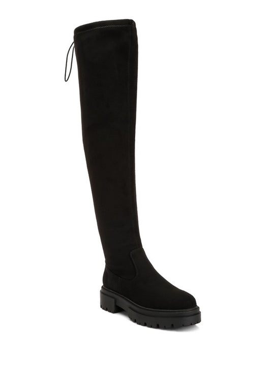 Babette Drawstring Detail Knee High Boots - lolaluxeshop