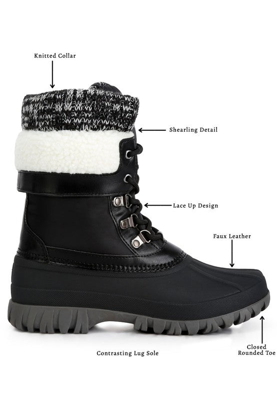 Delphine Knitted Collar Lace Up Boots - lolaluxeshop