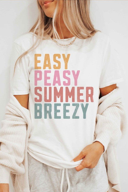 EASY PEASY SUMMER BREEZY Graphic Tee - lolaluxeshop