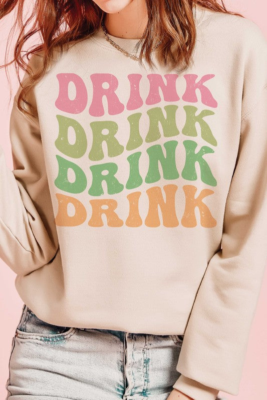 MULTI DRINK REPEAT Graphic Sweatshirt - lolaluxeshop