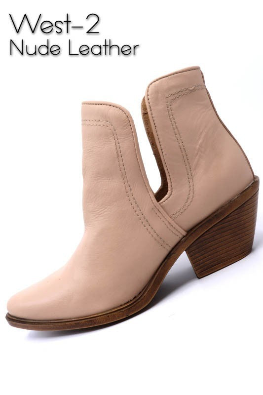 Western Style Cut Out Leather Booties - lolaluxeshop