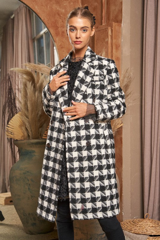 Textured Knit Tweed Double Button Coat Jacket - lolaluxeshop