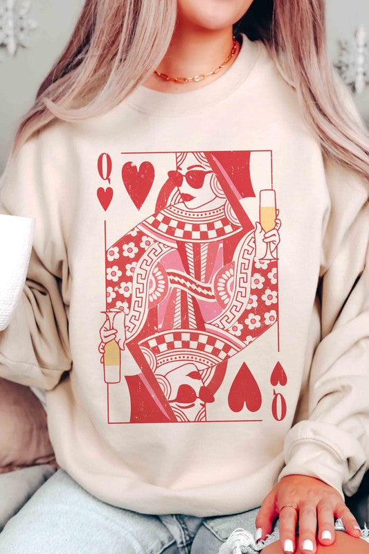 CHAMPAGNE QUEEN OF HEARTS Graphic Sweatshirt - lolaluxeshop