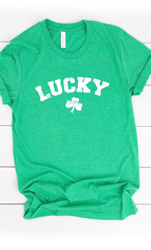 Retro Lucky White ink Shamrock Graphic Tee PLUS - lolaluxeshop