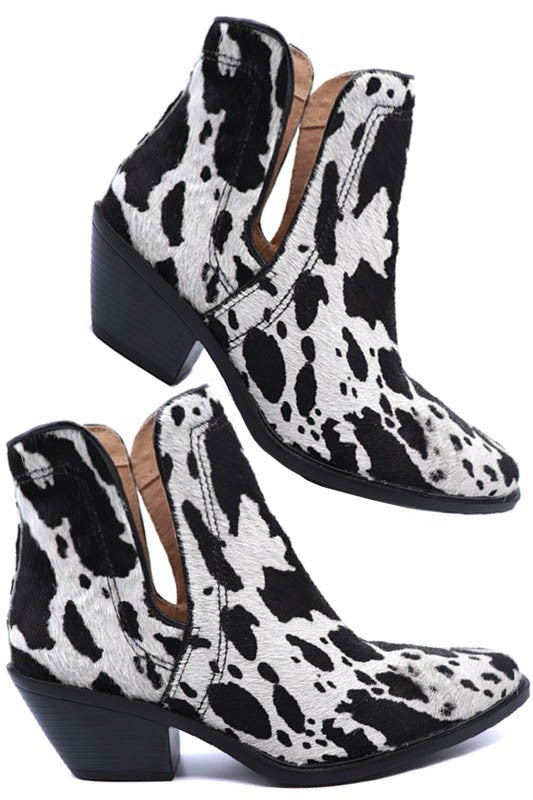 Western Cut Out Animal Hair Booties - lolaluxeshop