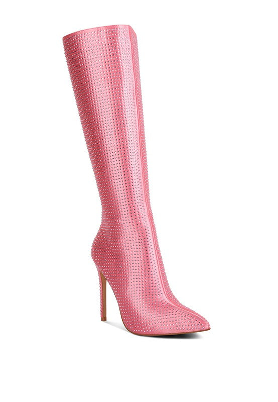 PIPETTE Diamante Set High Heeled Calf Boot - lolaluxeshop