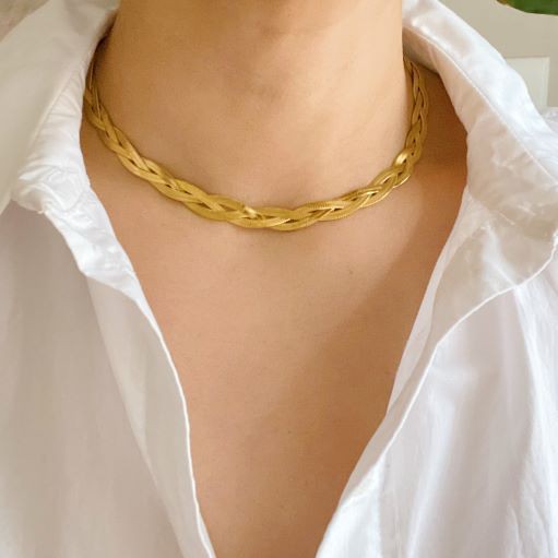 Braided Herringbone Chain Necklace - lolaluxeshop