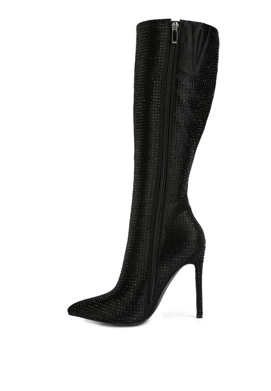 PIPETTE Diamante Set High Heeled Calf Boot - lolaluxeshop