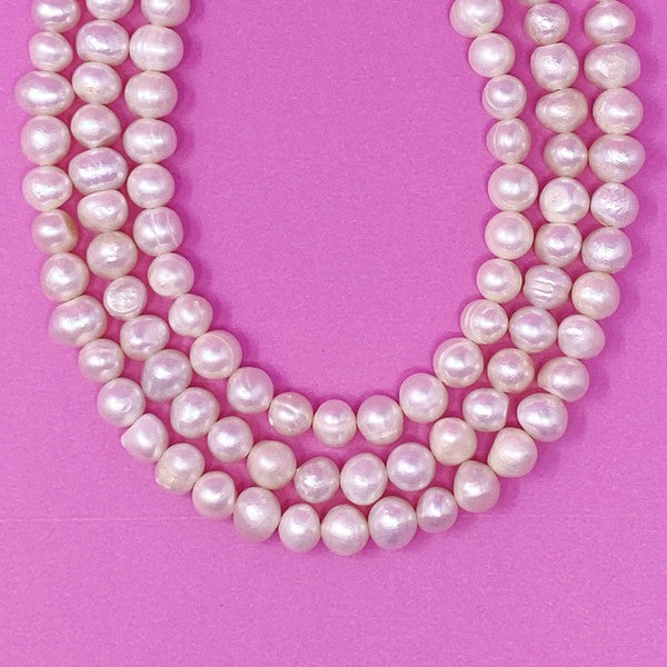 Three Strands Freshwater Pearl Necklace - lolaluxeshop