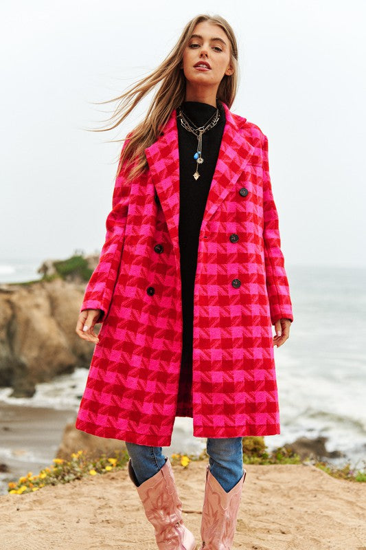 Textured Knit Tweed Double Button Coat Jacket - lolaluxeshop