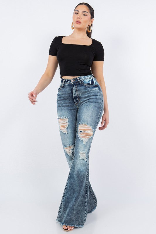 Storm Bell Bottom Jean- 32" Inseam - lolaluxeshop