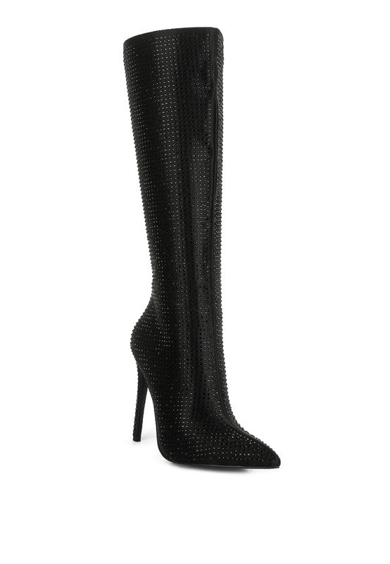 PIPETTE Diamante Set High Heeled Calf Boot - lolaluxeshop