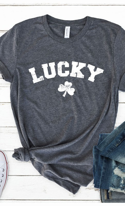 Retro Lucky White ink Shamrock Graphic Tee PLUS - lolaluxeshop