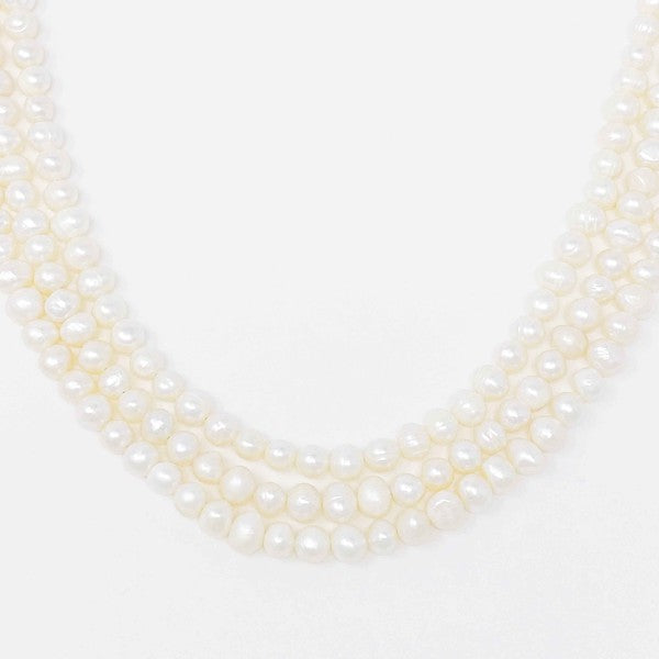 Three Strands Freshwater Pearl Necklace - lolaluxeshop