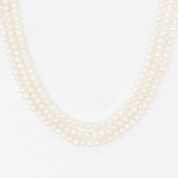 Three Strands Freshwater Pearl Necklace - lolaluxeshop