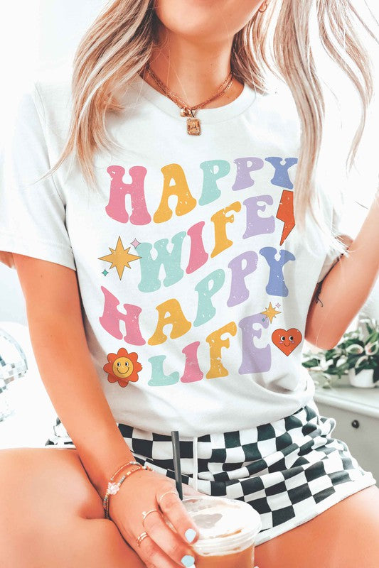 HAPPY WIFE HAPPY LIFE Graphic T-Shirt - lolaluxeshop