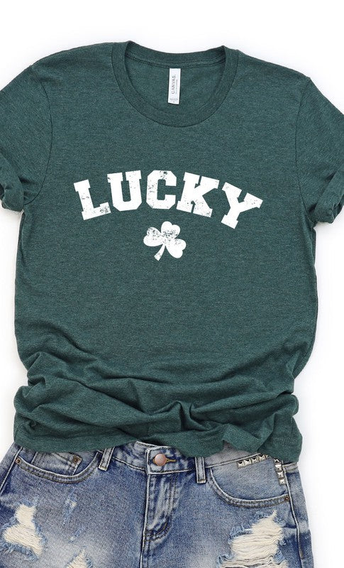 Retro Lucky White ink Shamrock Graphic Tee PLUS - lolaluxeshop