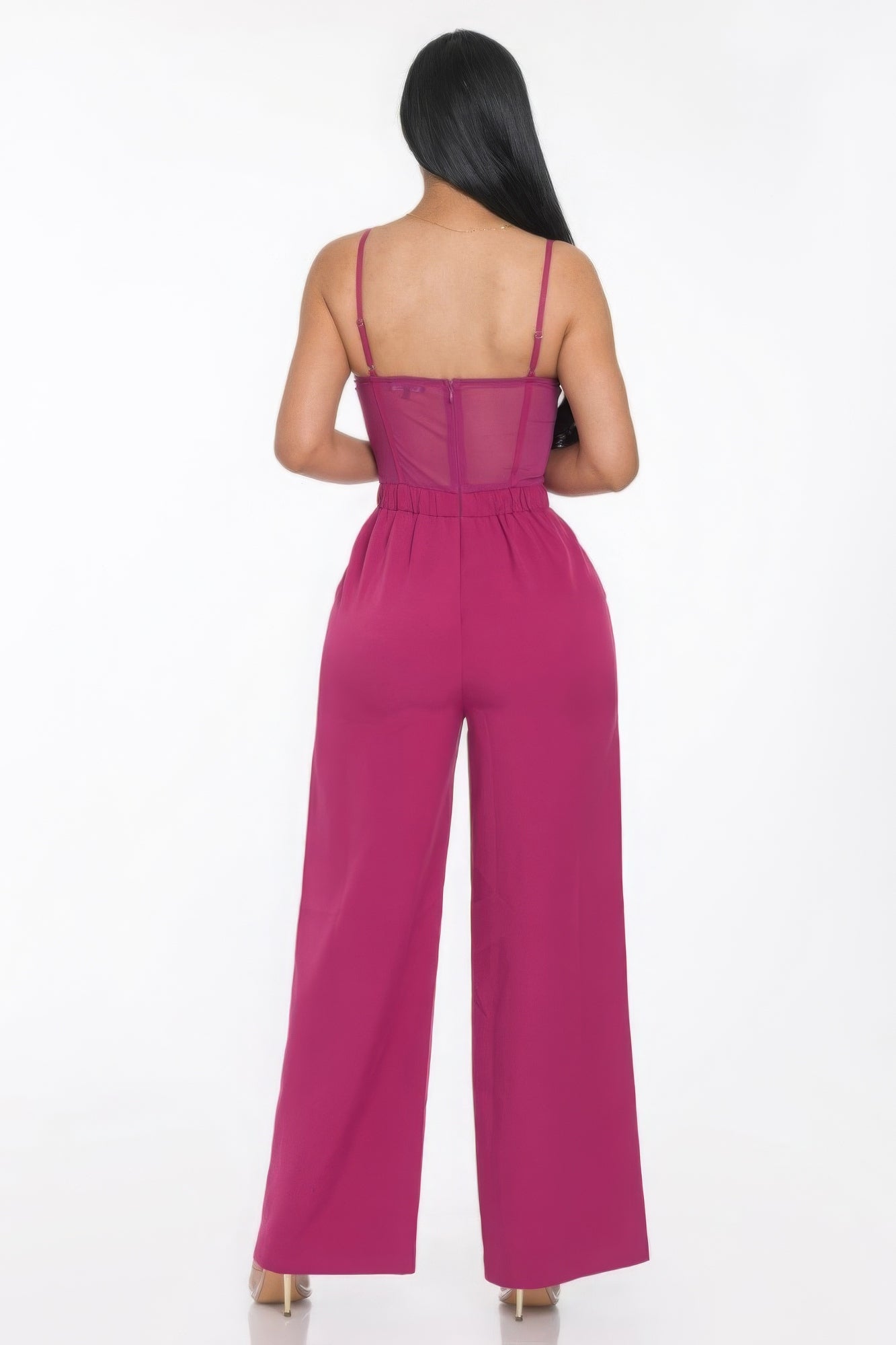 Mesh Insert Cup Wide Leg Jumpsuit - lolaluxeshop