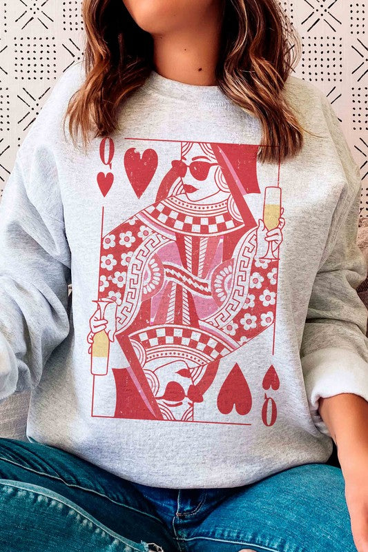 CHAMPAGNE QUEEN OF HEARTS Graphic Sweatshirt - lolaluxeshop