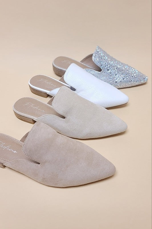 GEM-39 - POINTED TOE SLIP ON MULE FLATS - lolaluxeshop