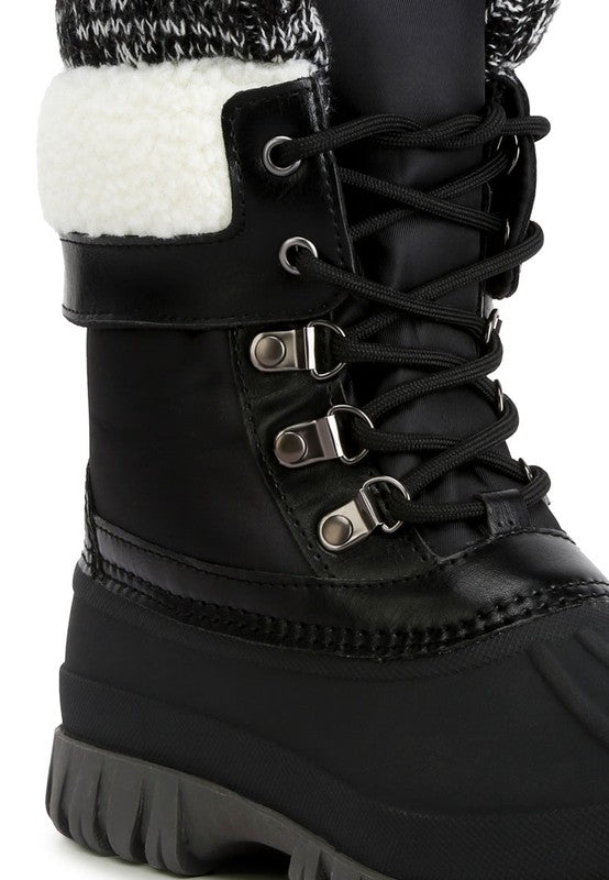 Delphine Knitted Collar Lace Up Boots - lolaluxeshop