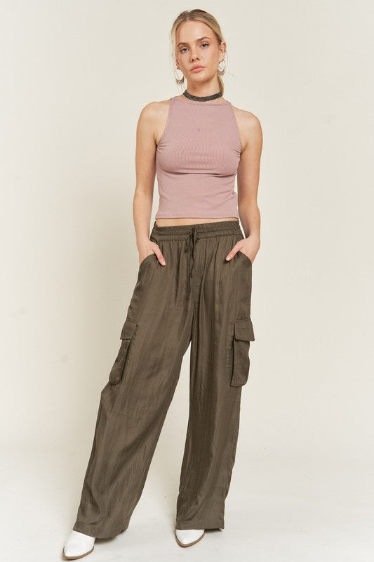 SATIN CARGO PANTS - lolaluxeshop