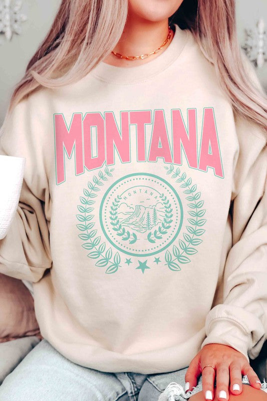 MONTANA STATE WREATH Graphic Sweatshirt - lolaluxeshop