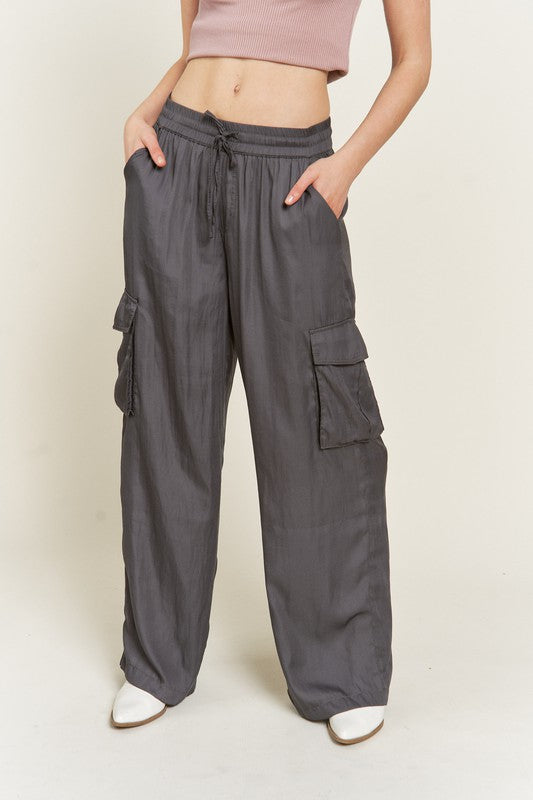 SATIN CARGO PANTS - lolaluxeshop