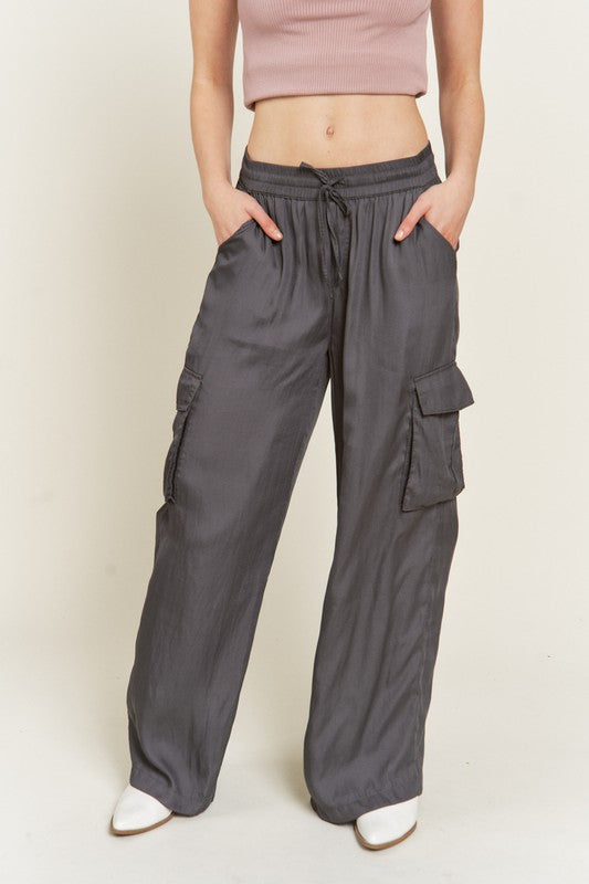 SATIN CARGO PANTS - lolaluxeshop