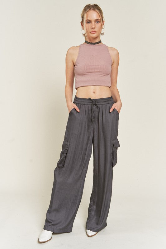 SATIN CARGO PANTS - lolaluxeshop