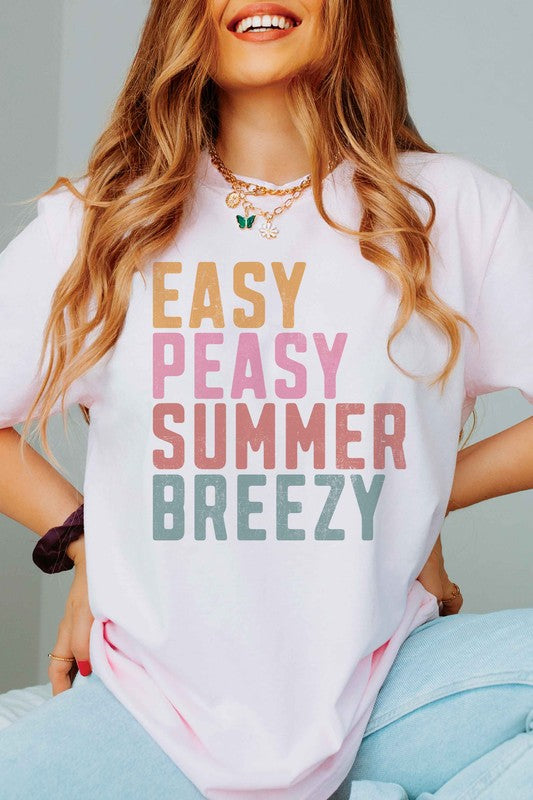 EASY PEASY SUMMER BREEZY Graphic Tee - lolaluxeshop