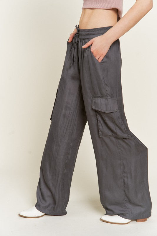 SATIN CARGO PANTS - lolaluxeshop