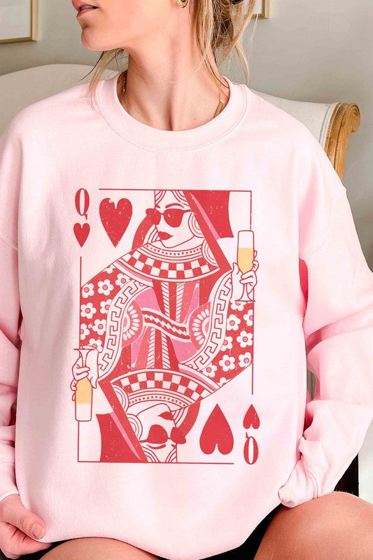 CHAMPAGNE QUEEN OF HEARTS Graphic Sweatshirt - lolaluxeshop