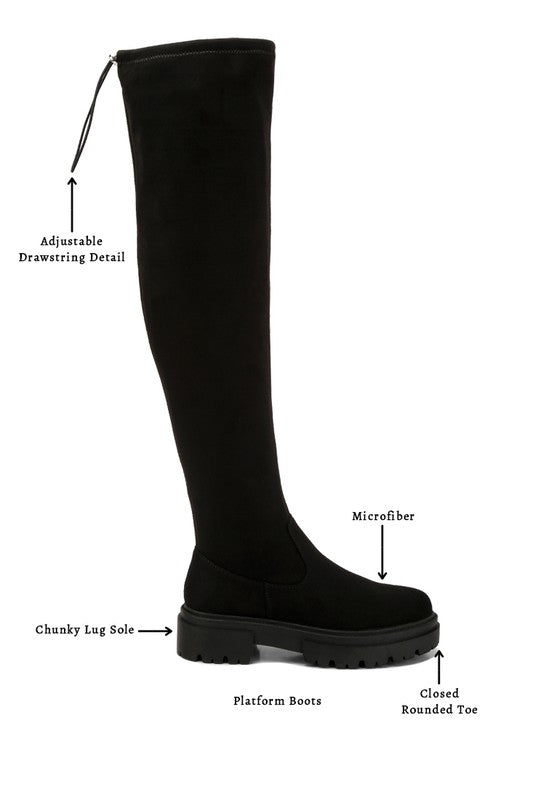 Babette Drawstring Detail Knee High Boots - lolaluxeshop