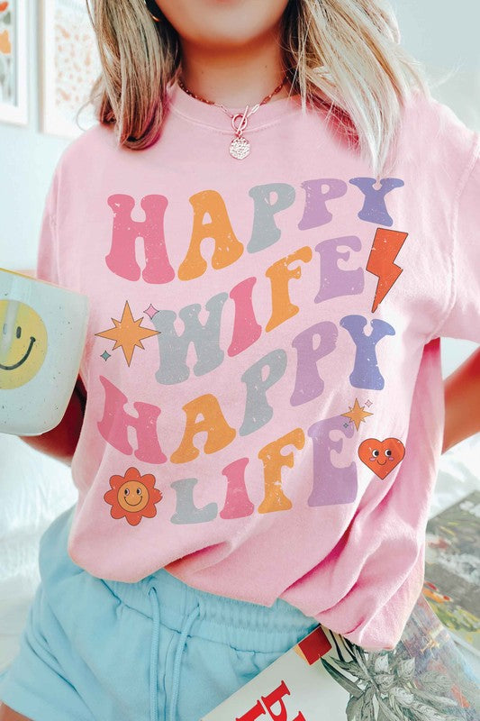 HAPPY WIFE HAPPY LIFE Graphic T-Shirt - lolaluxeshop