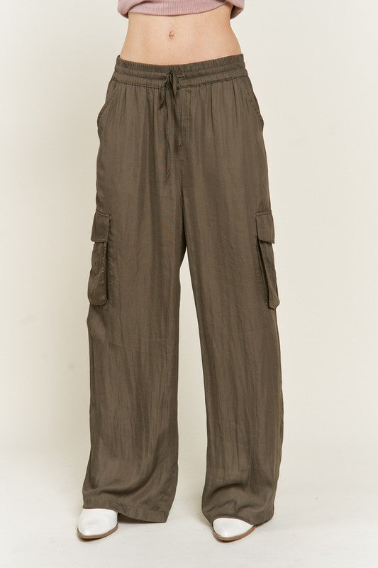 SATIN CARGO PANTS - lolaluxeshop