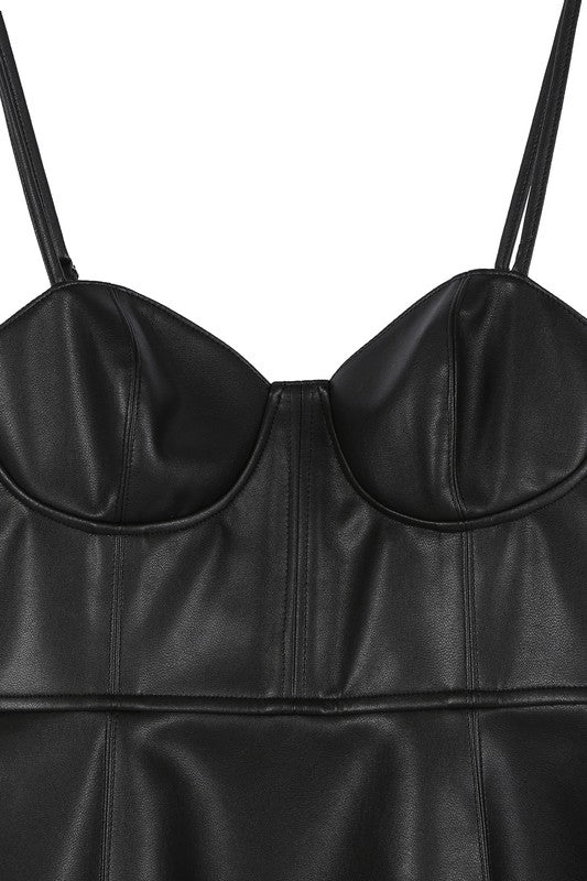 Vegan leather bustier mini dress - LOLA LUXE