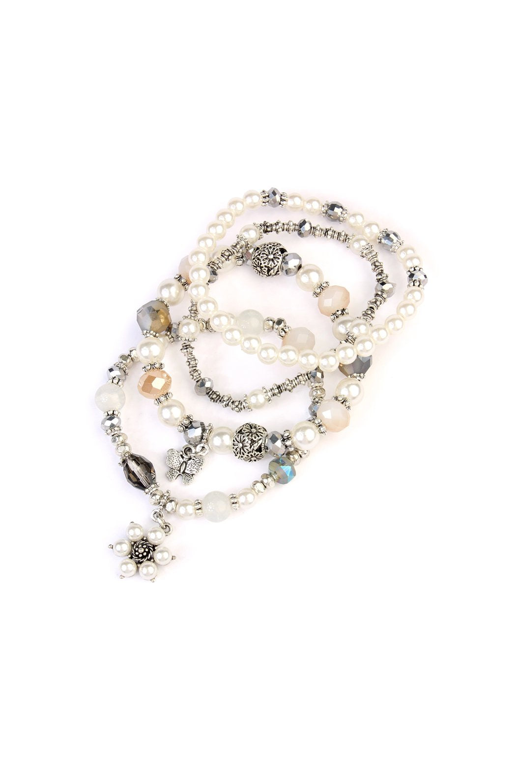 Hdb2076 - Butterfly Pearl Classy Stackable Bracelet - LOLA LUXE