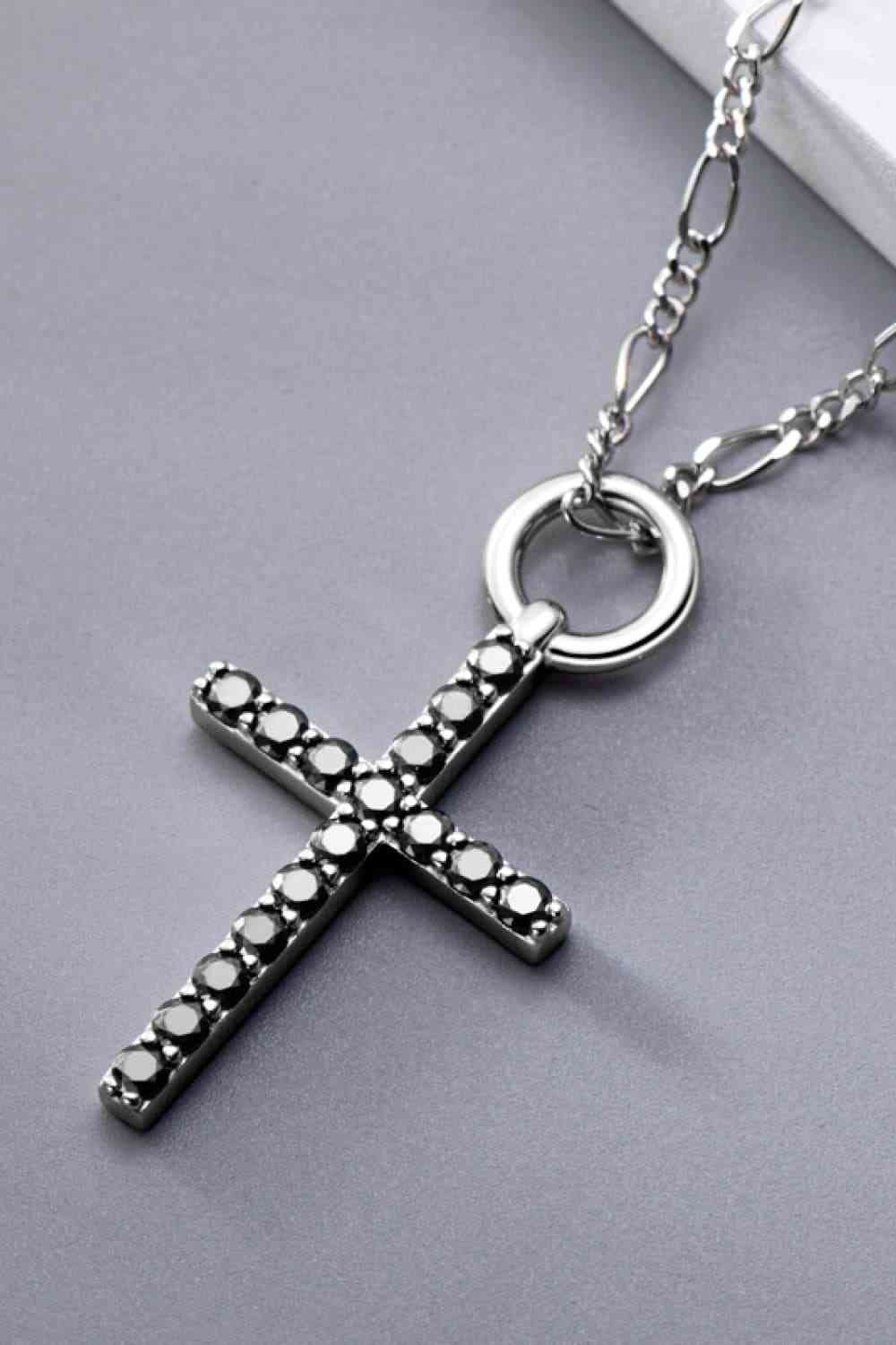 Moissanite Cross Pendant Platinum-Plated Necklace - lolaluxeshop