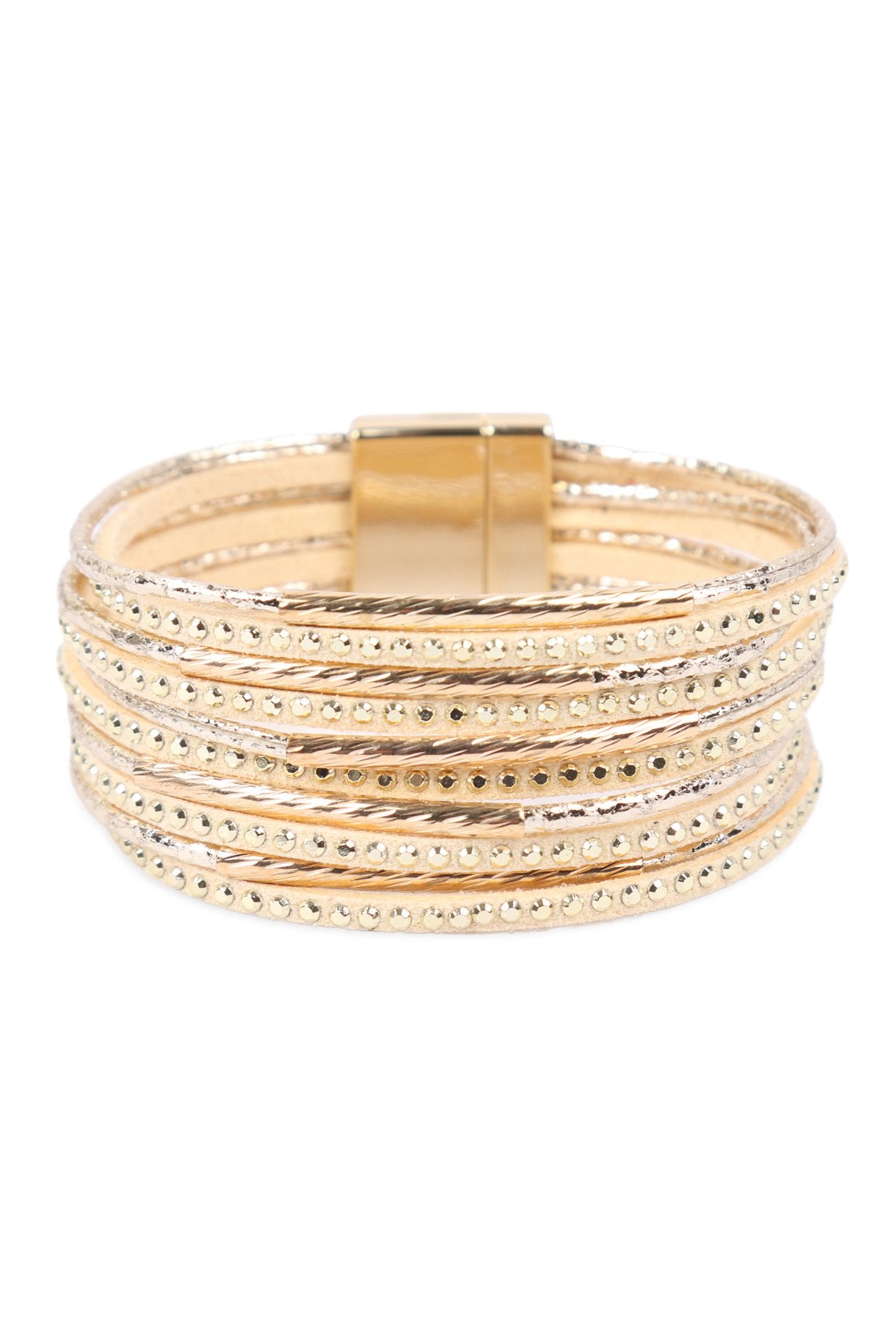 Hdb3067 - Multiline Leather Magnetic Bracelet - LOLA LUXE